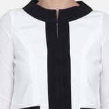 White and Black with Pockets Retro Style Top