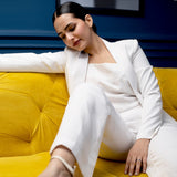 Classic Women's White Poly Moss Pant Suit