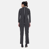 Black Striped  Women's Formal Poly Crepe Pant suit