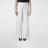 Women's White Striped Linen Comfort Fit Trouser