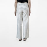 Women's White Striped Linen Comfort Fit Trouser