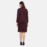 Formal Wear Women's Burgundy Red Cotton Skirt Suit 